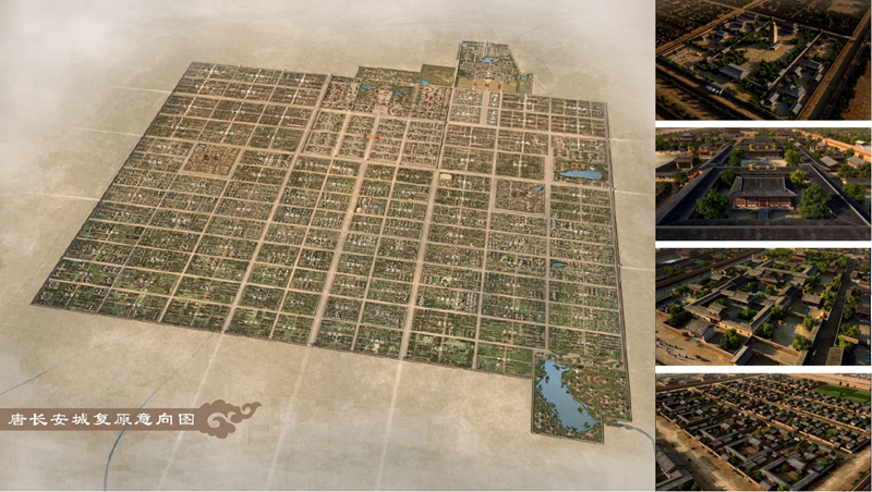 西安歷史文化遺產(chǎn)保護(hù)基礎(chǔ)信息平臺(tái)上展示的唐長(zhǎng)安城復(fù)原意向圖。西安市規(guī)劃院供圖